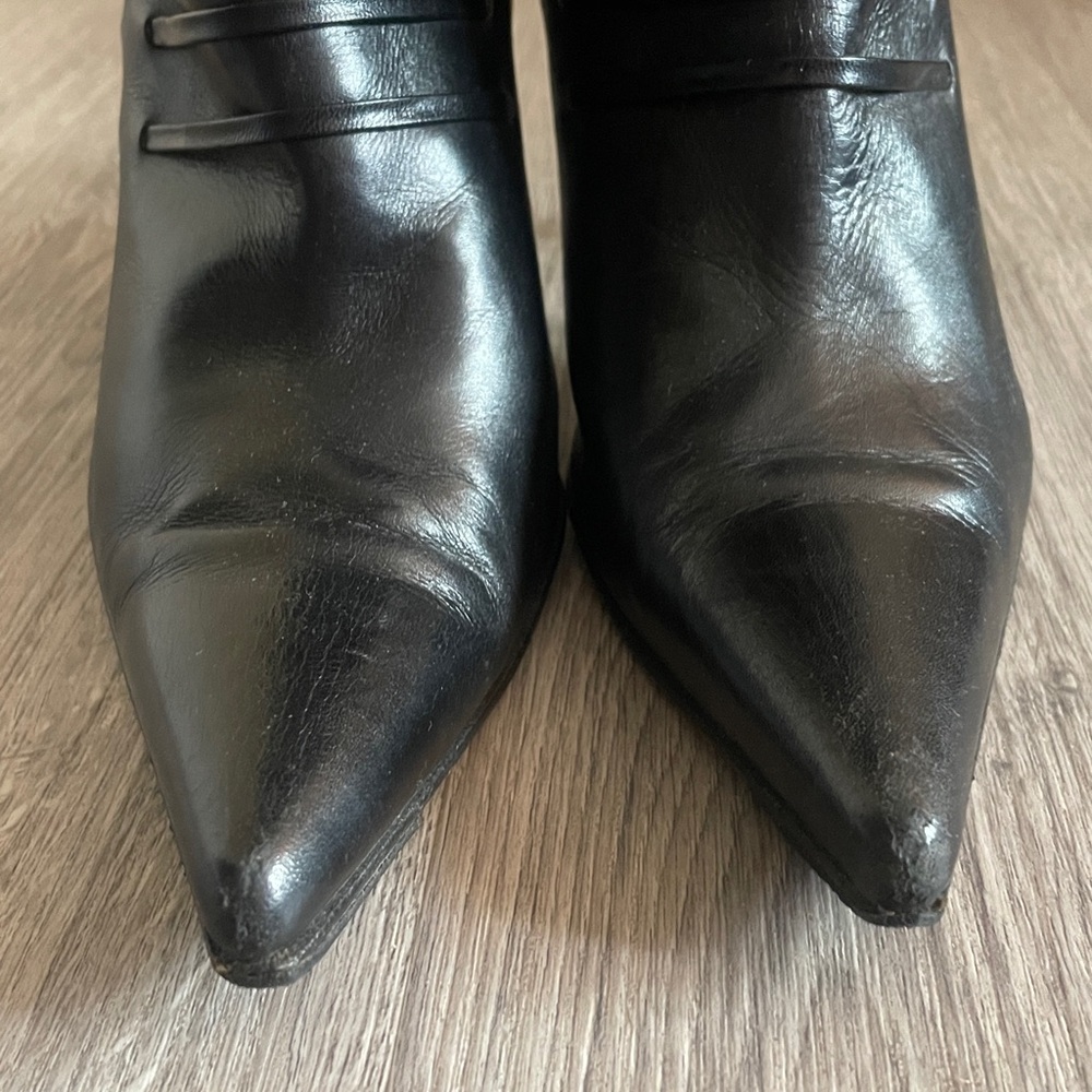 Sergio Rossi Black Leather Pointy Toe High Heel‎ Boots Size 38.5 - Picture 5 of 14